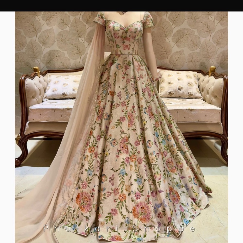 Salwar Kameez Floral Maxi Dress - Multicolor champagne